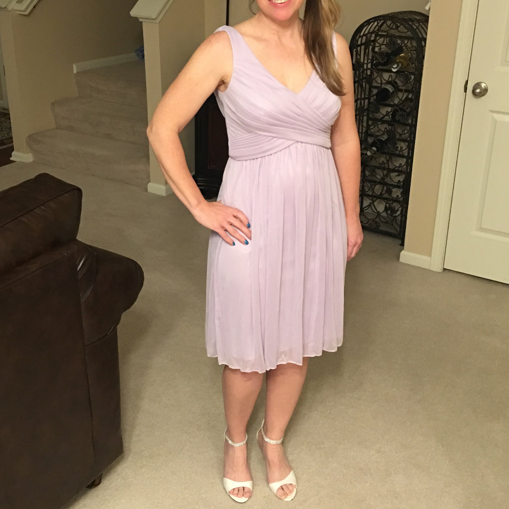 Short Mesh Bridesmaid Dress with Cowl Back